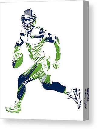 1 Russell Wilson Seattle Seahawks Watercolor Strokes Pixel Art 3 Joe Hamilton Canvas Print