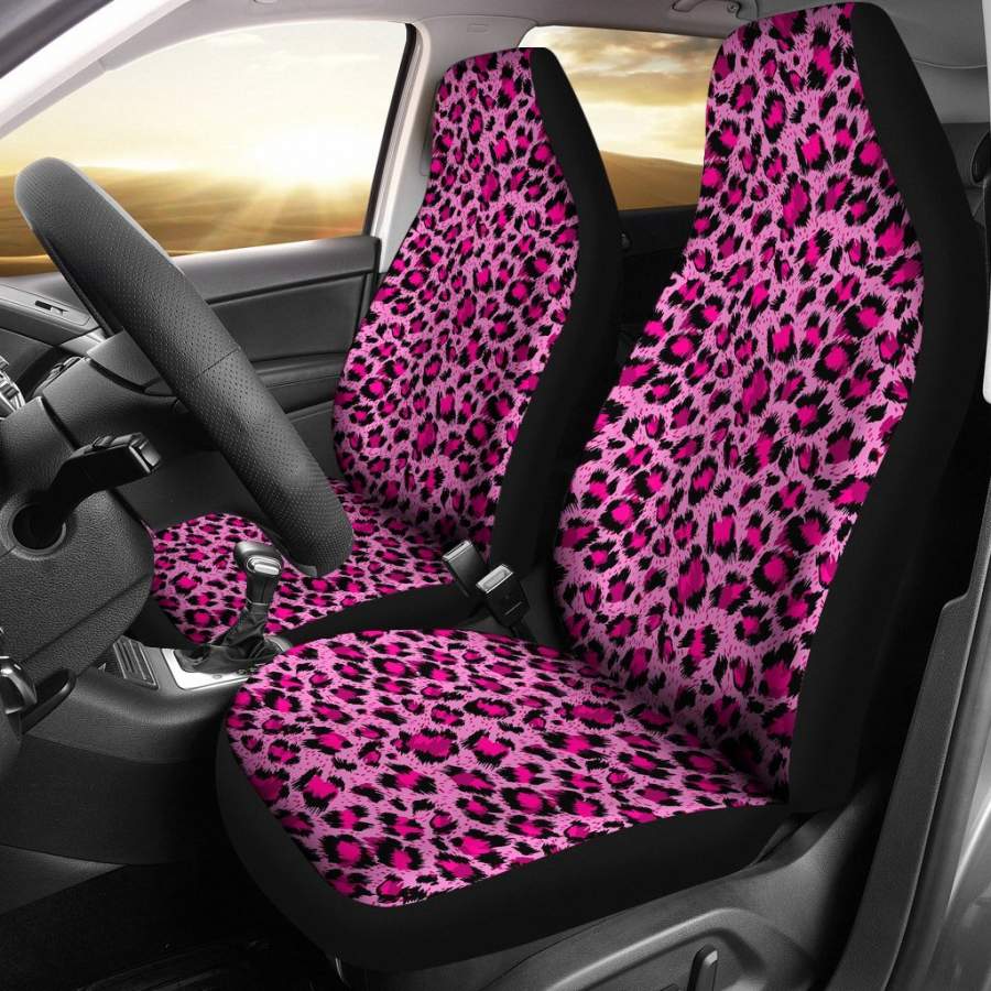 Pink Cheetah Leopard Pattern Print Universal Fit Car Seat Cover