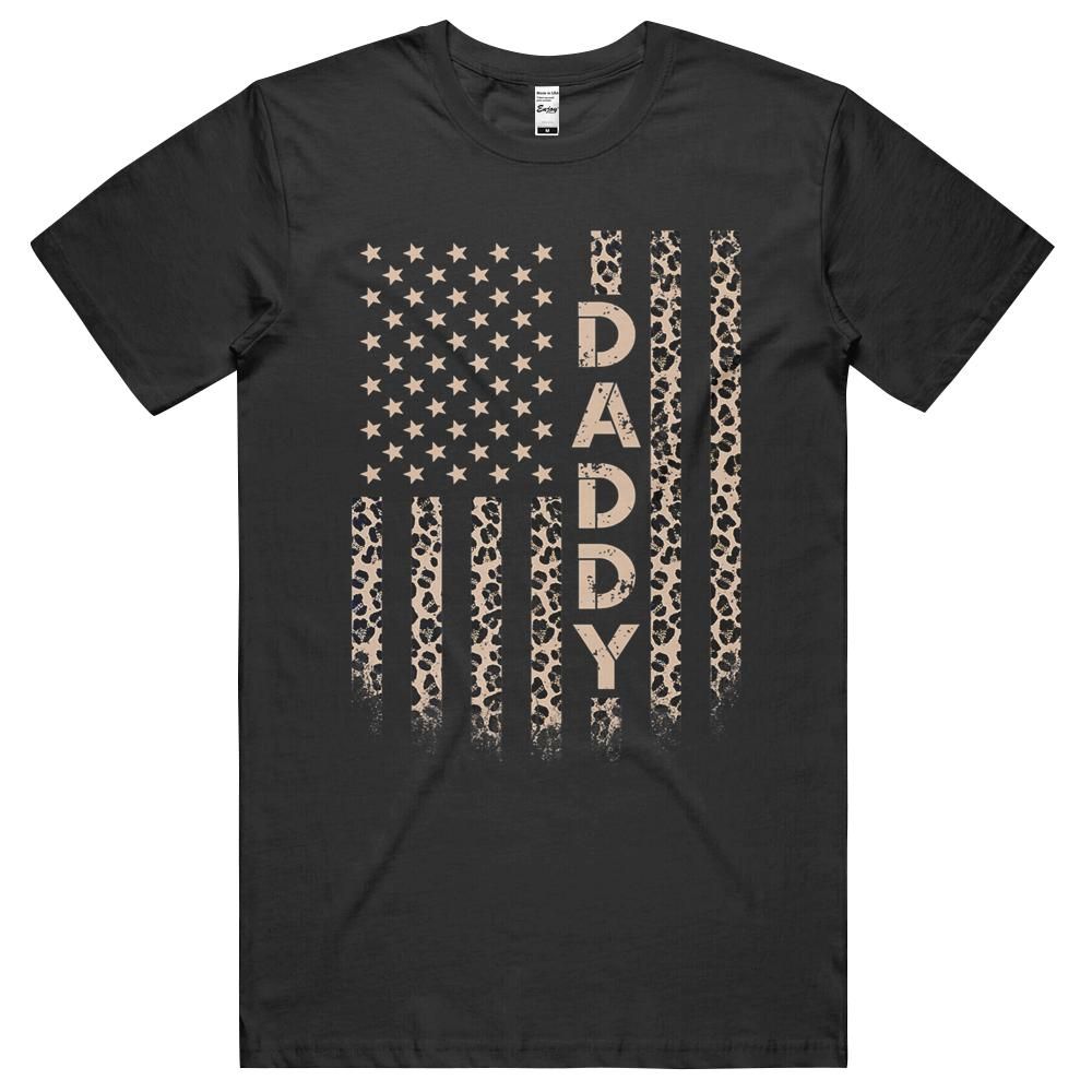 Daddy American Flag USA Leopard Print Dad T-Shirt, Hoodie, Long Sleeve Tee