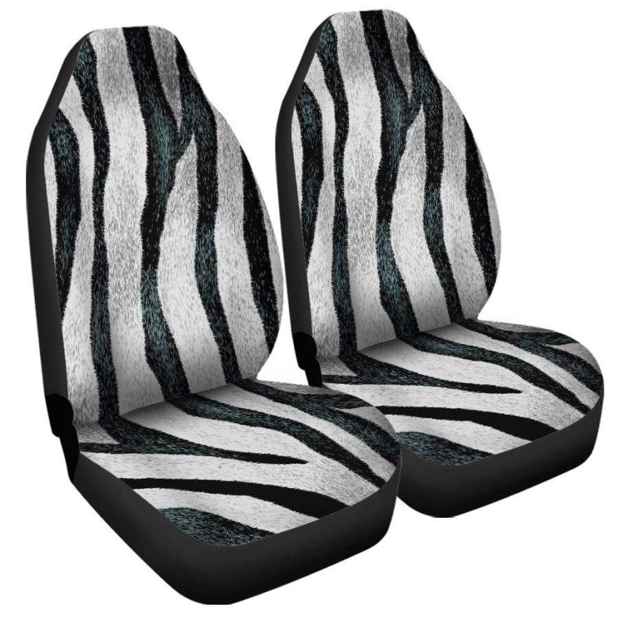 White Tiger Stripe Pattern Print Universal Fit Car Seat Covers