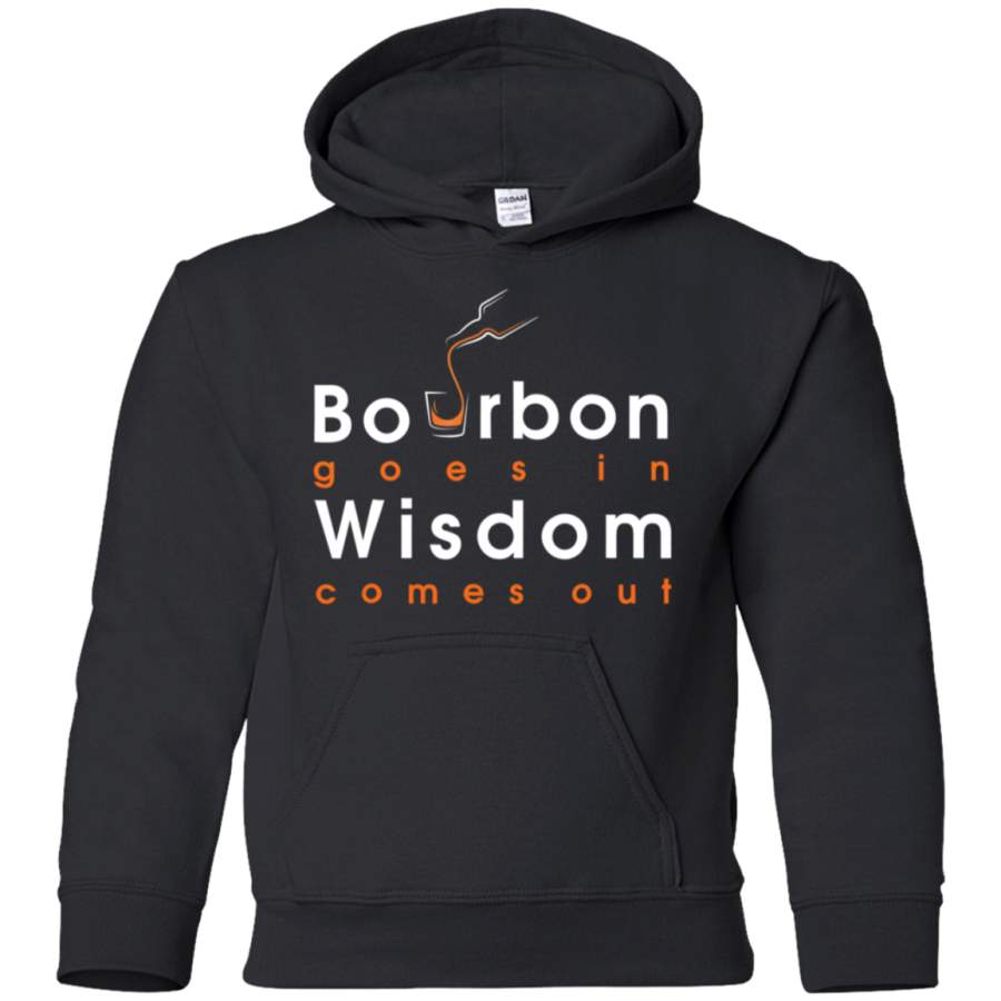 AGR Bourbon Goes In Wisdom Comes Out Whiskey Drinking Shirt G185B Gildan Youth Pullover Hoodie