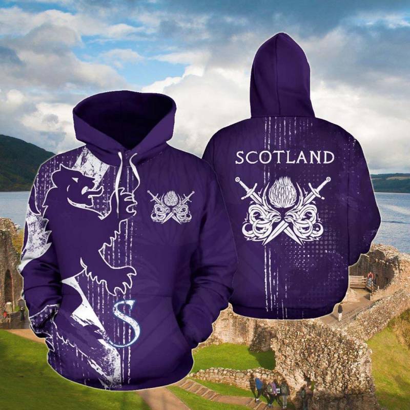 Scottish Lion Purple All Over Print Hoodies