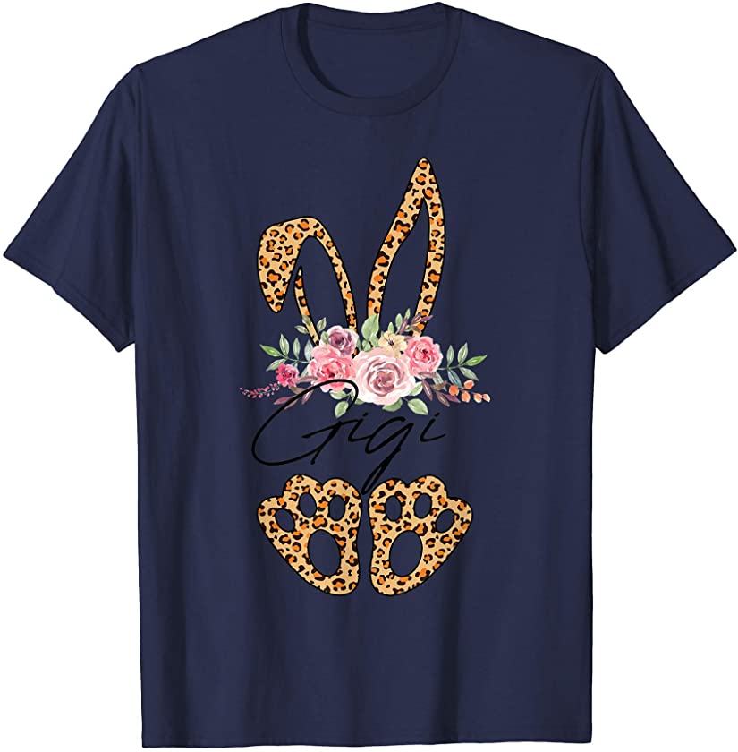 Cute Bunny Shirt GIGI Bunny Leopard Flowers Matching Family T-Shirt