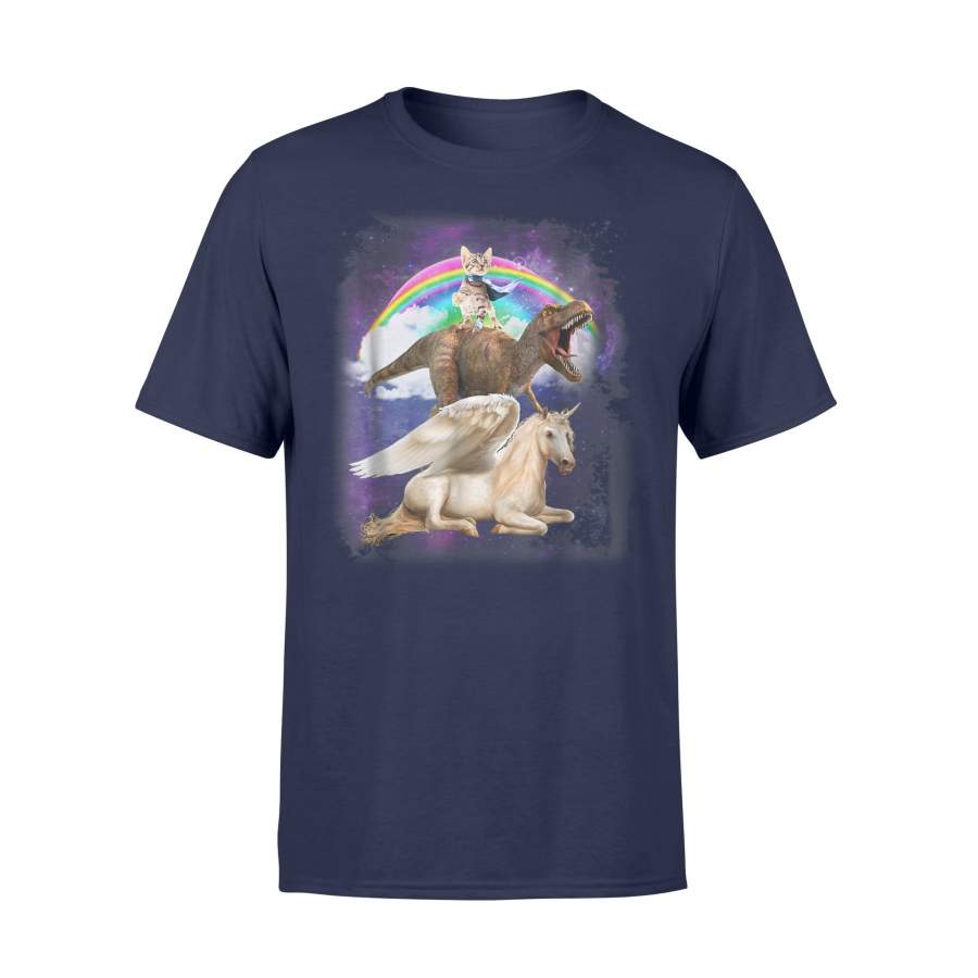 Cat Riding T-Rex Dinosaur Unicorn T Shirt