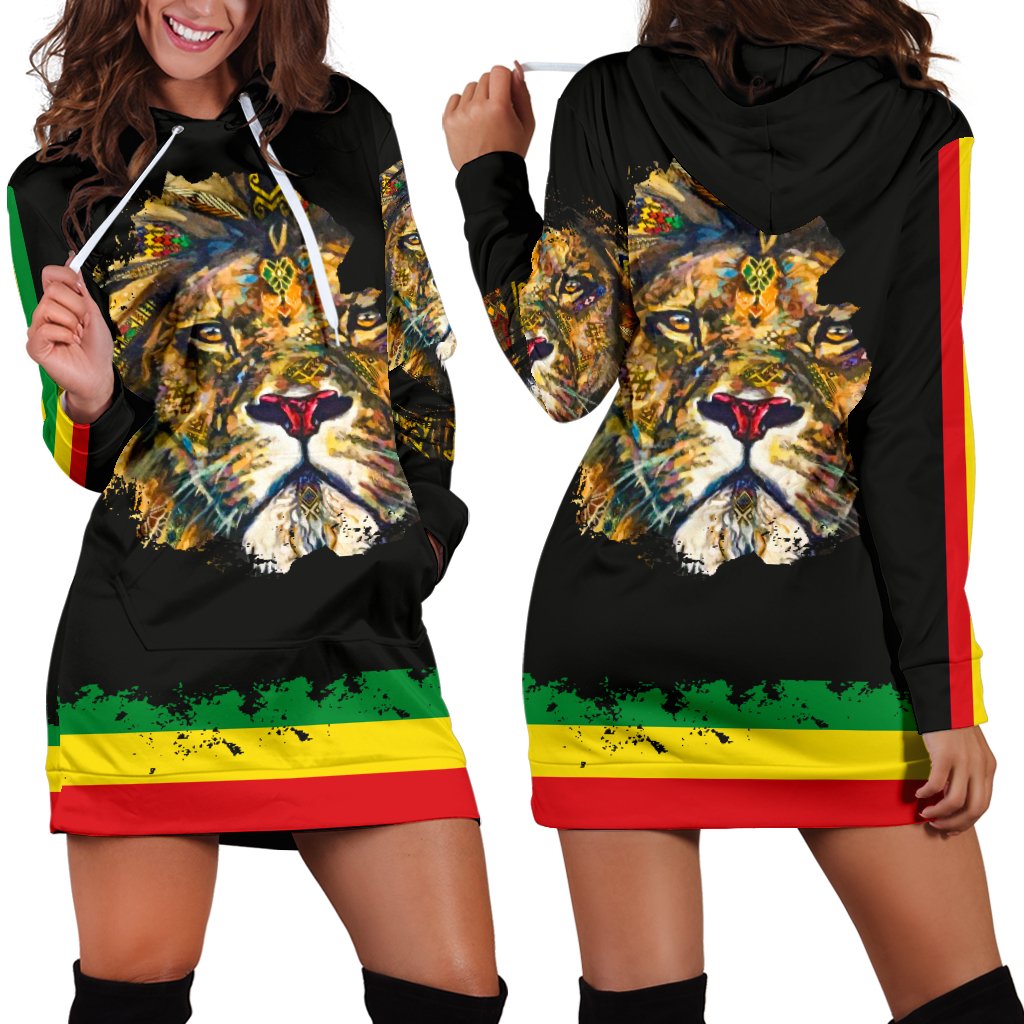 1stTheWorld Ethiopia Hoodie Dress, Ethiopia Lion Addis Ababa Flag A10