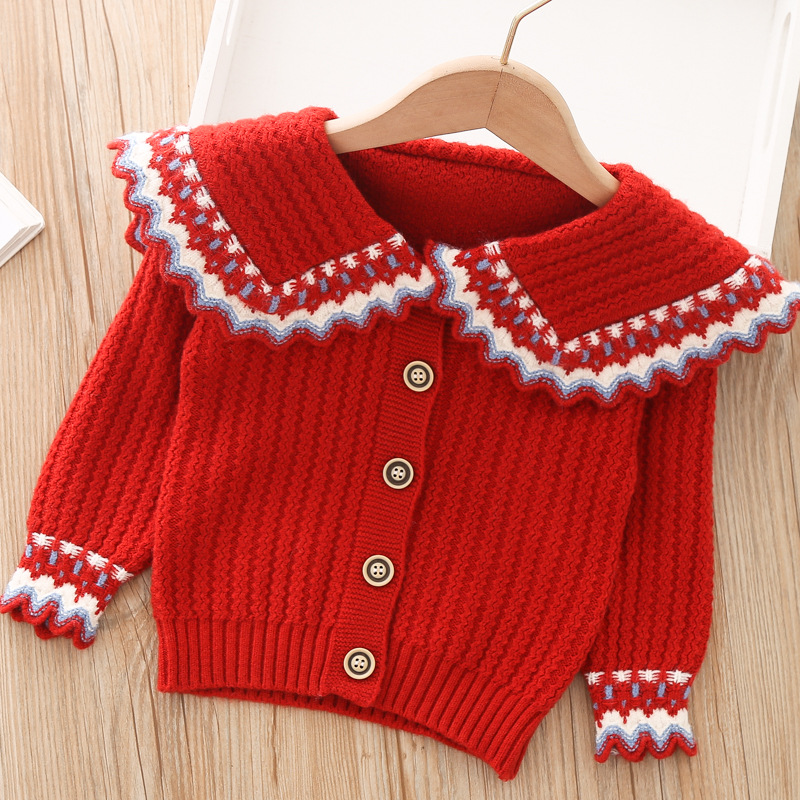 Autumn Winter Toddler Kids Girls Baby Clothes Jersey Knit Cardigan Sweater Coat for Girls Children Clothing Christmas Sweaters alx