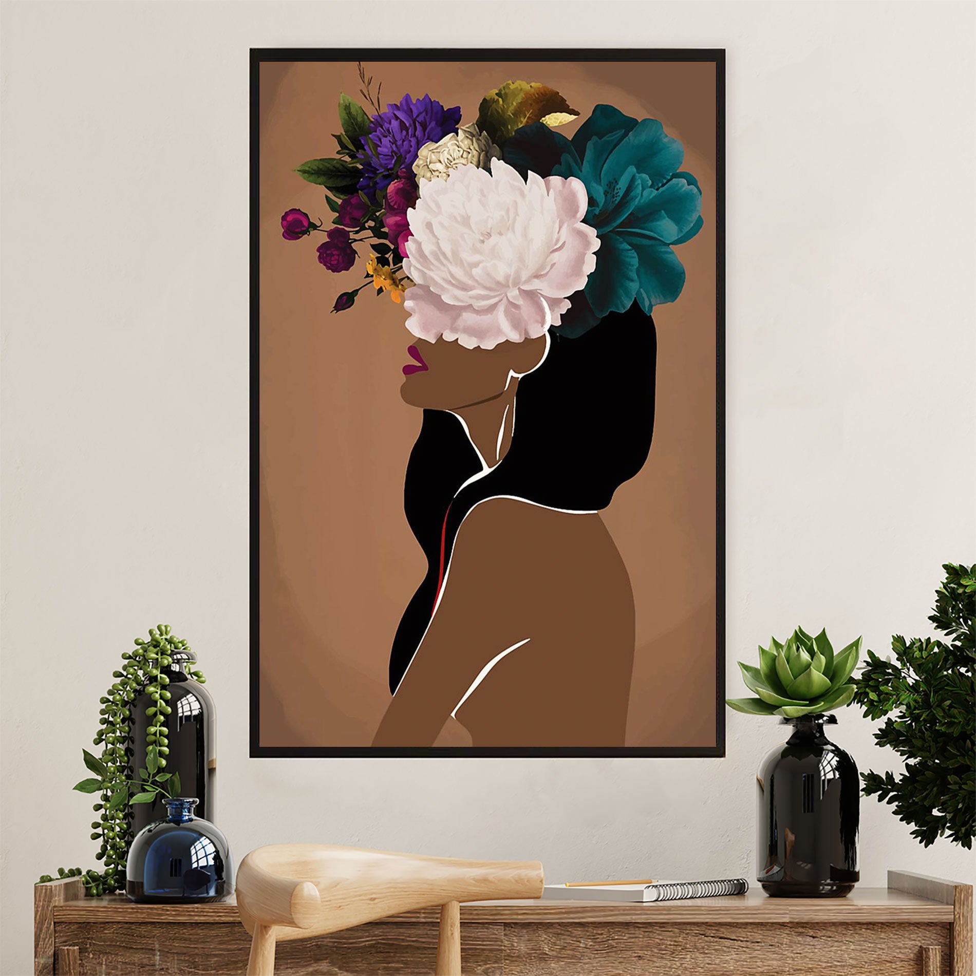 African American Afro Poster Prints | Flower Girl | Wall Art Gift For Black Girl