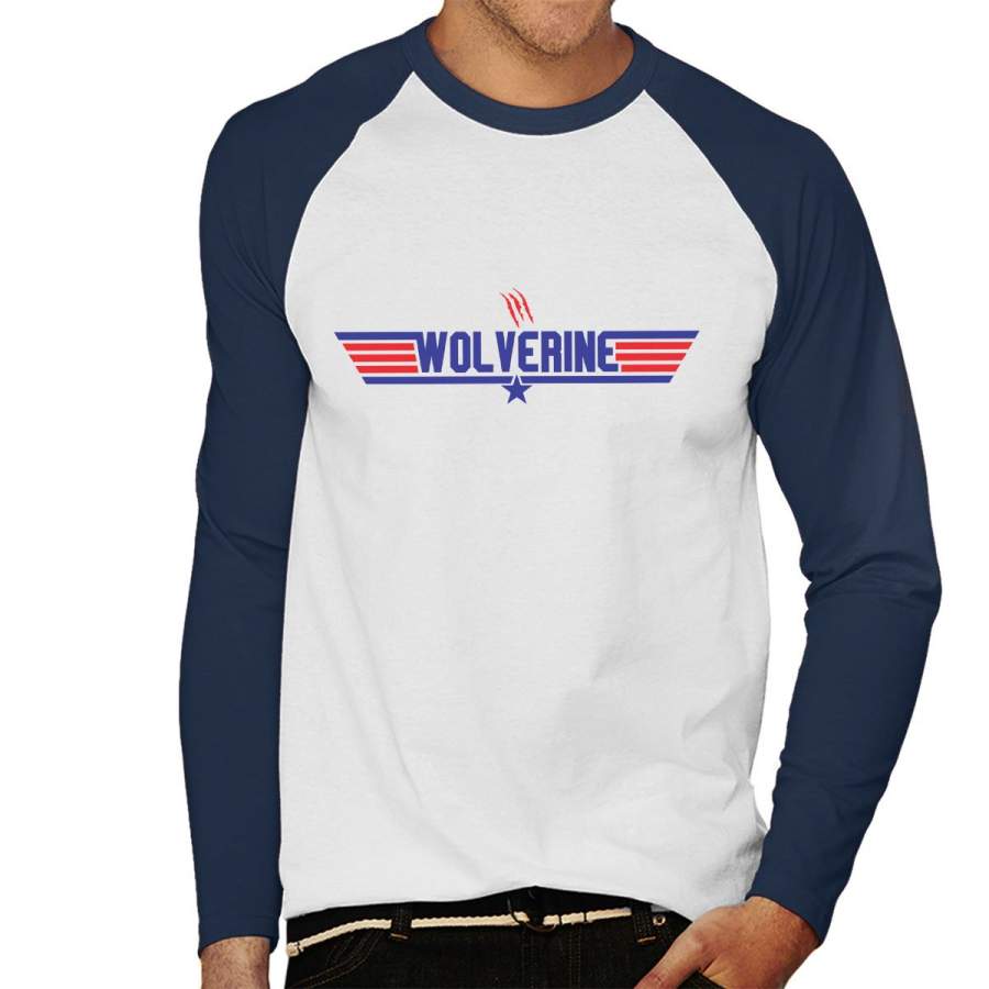 Top Gun Logo Wolverine X Men Men’s Baseball Long Sleeved T-Shirt