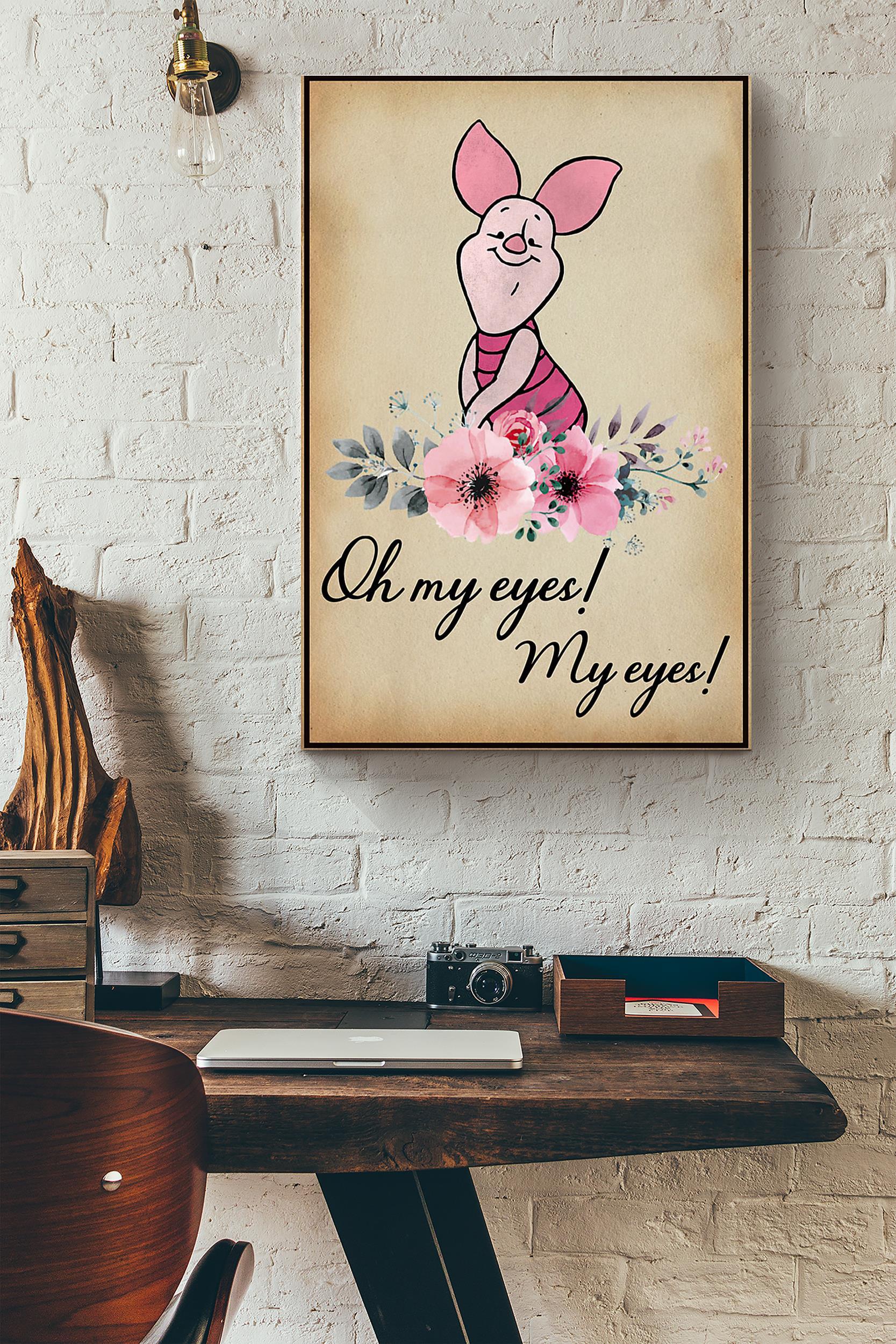 Piglet Oh My Eyes Flowers Poster Wrapped Canvas