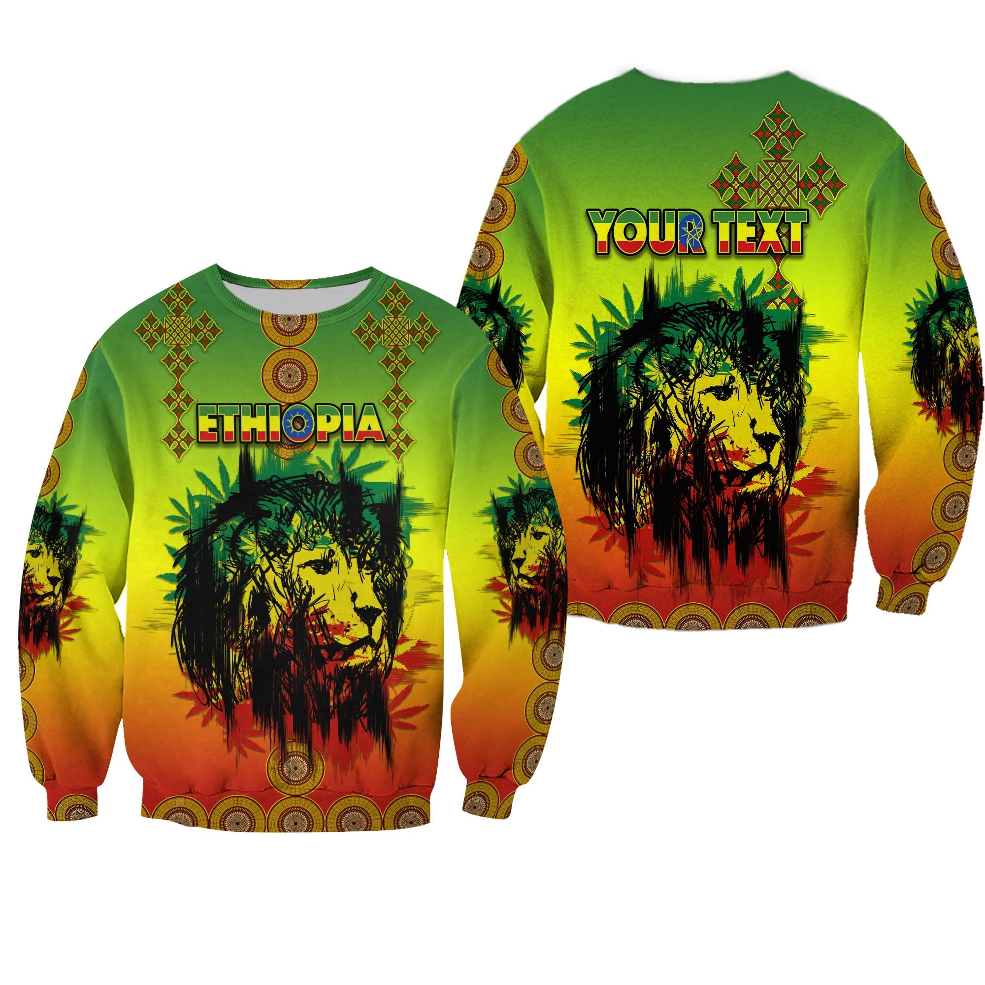 (Custom Personalised) Ethiopia Sweatshirt Cross Mix Lion Colorful Style Lt14