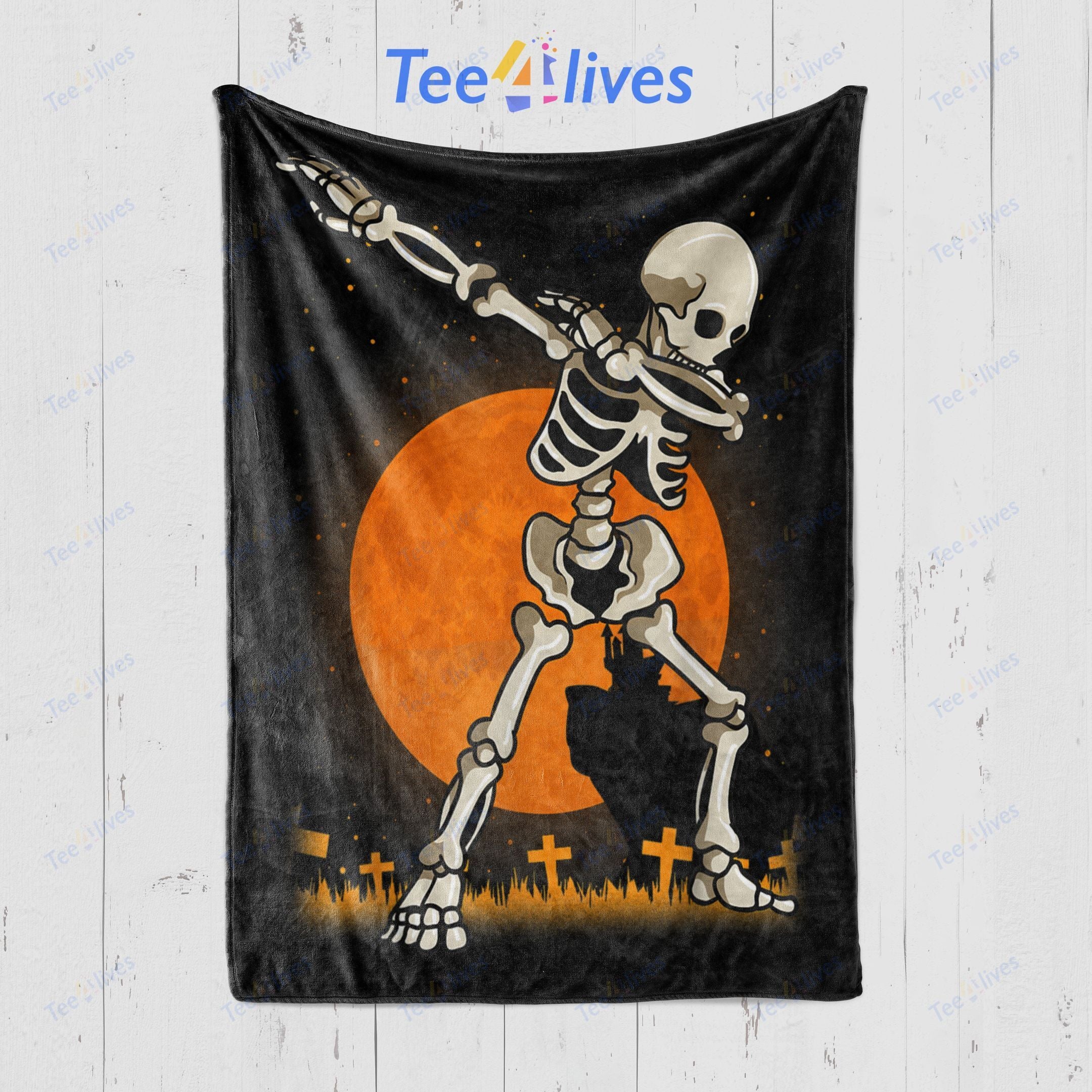 Custom Blanket Halloween Dabbing Skeleton Costume Dab Blanket