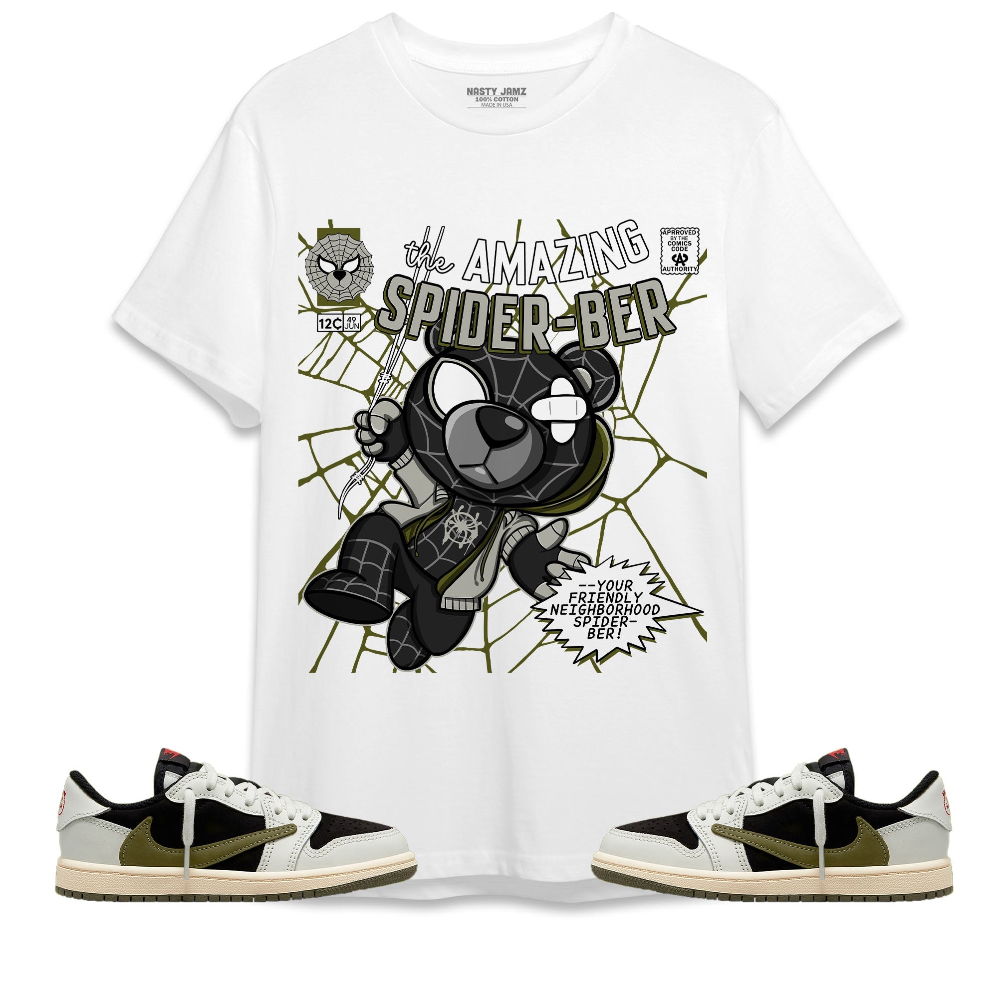 Spiderber Unisex Shirt Match Jordan 1 Low Travis Scott Olive Styleart Wear