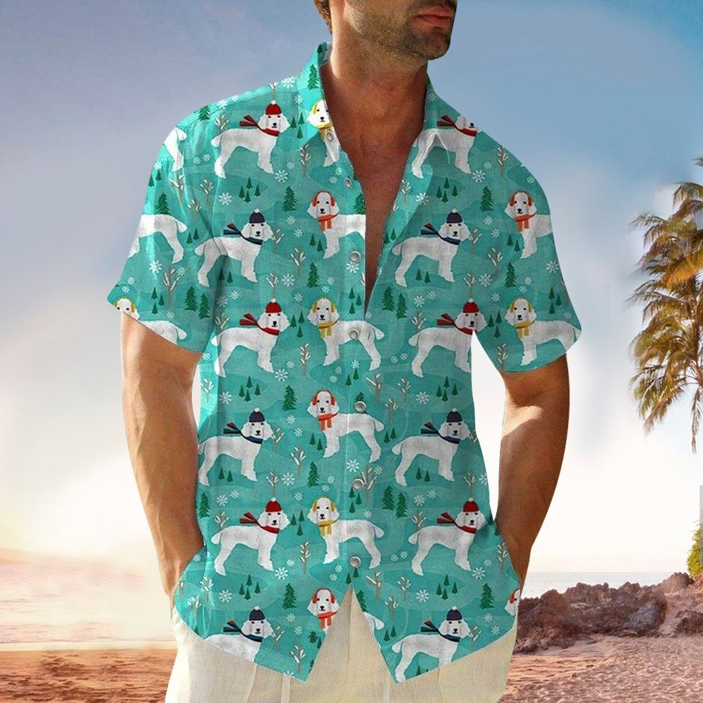 Poodle Hawaii Button Up Shirt Aloha Ha109688