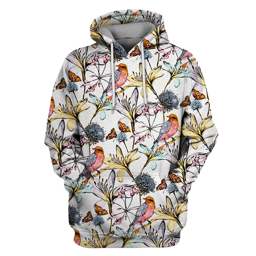 Owl Bird With Flowers Custom T-Shirt – Hoodies Apparel