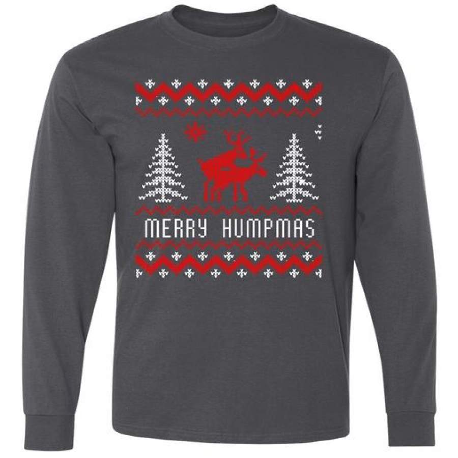 Ugly Christmas Sweater Merry Humpmas Reindeer Long Sleeve T-Shirt