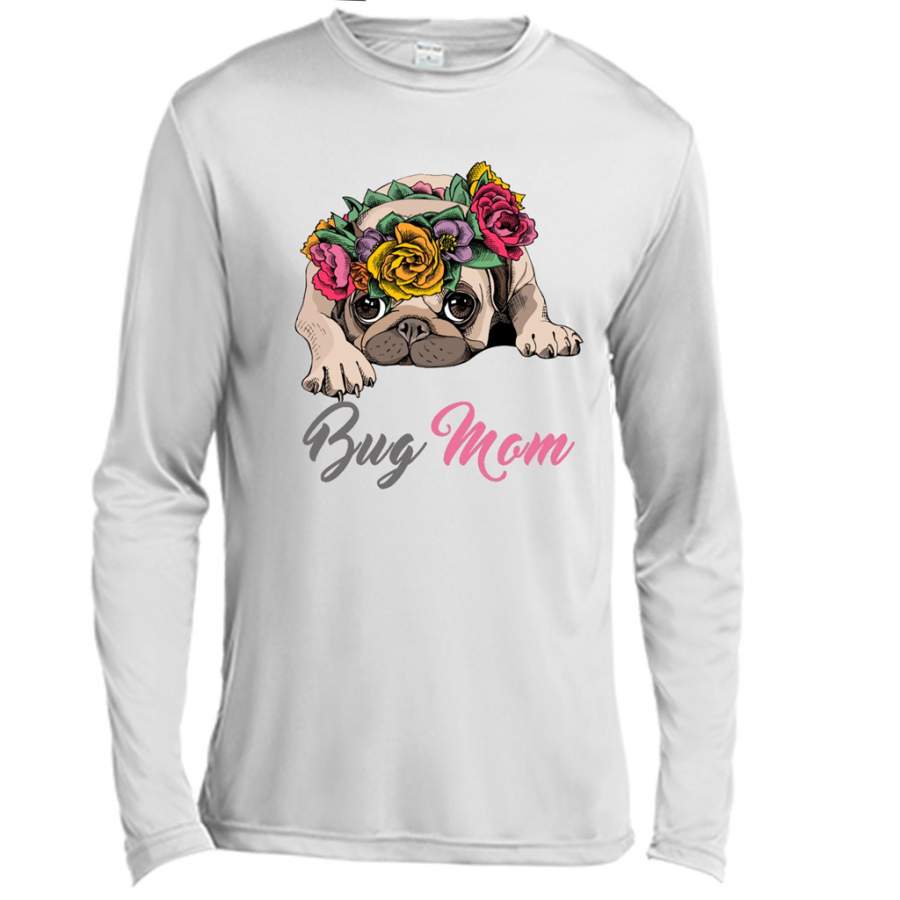 Mom Love Floral Bandana Pug Puppy Headband – Canvas Long Sleeve Shirt