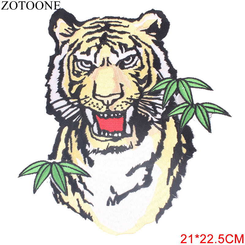 ZOTOONE Big Tigers Back Patch on Clothing Vintage Iron on Patches for Clothes Appliques Punk Print on T-shirt DIY Applications E alx