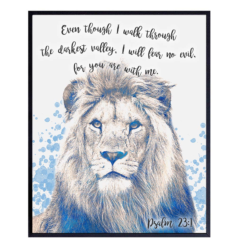 Psalm 23 – Bible Verse Scripture Wall Art – Religious Christian Room Decoration For Home, Church – Inspirational, Motivational Poster Print – Pastor Ordained Minister Gift For Men, Women