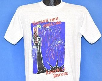 80s Bacardi Rum And Coke America’s Favorite Liberty T-shirt  Vintage Tee 3157