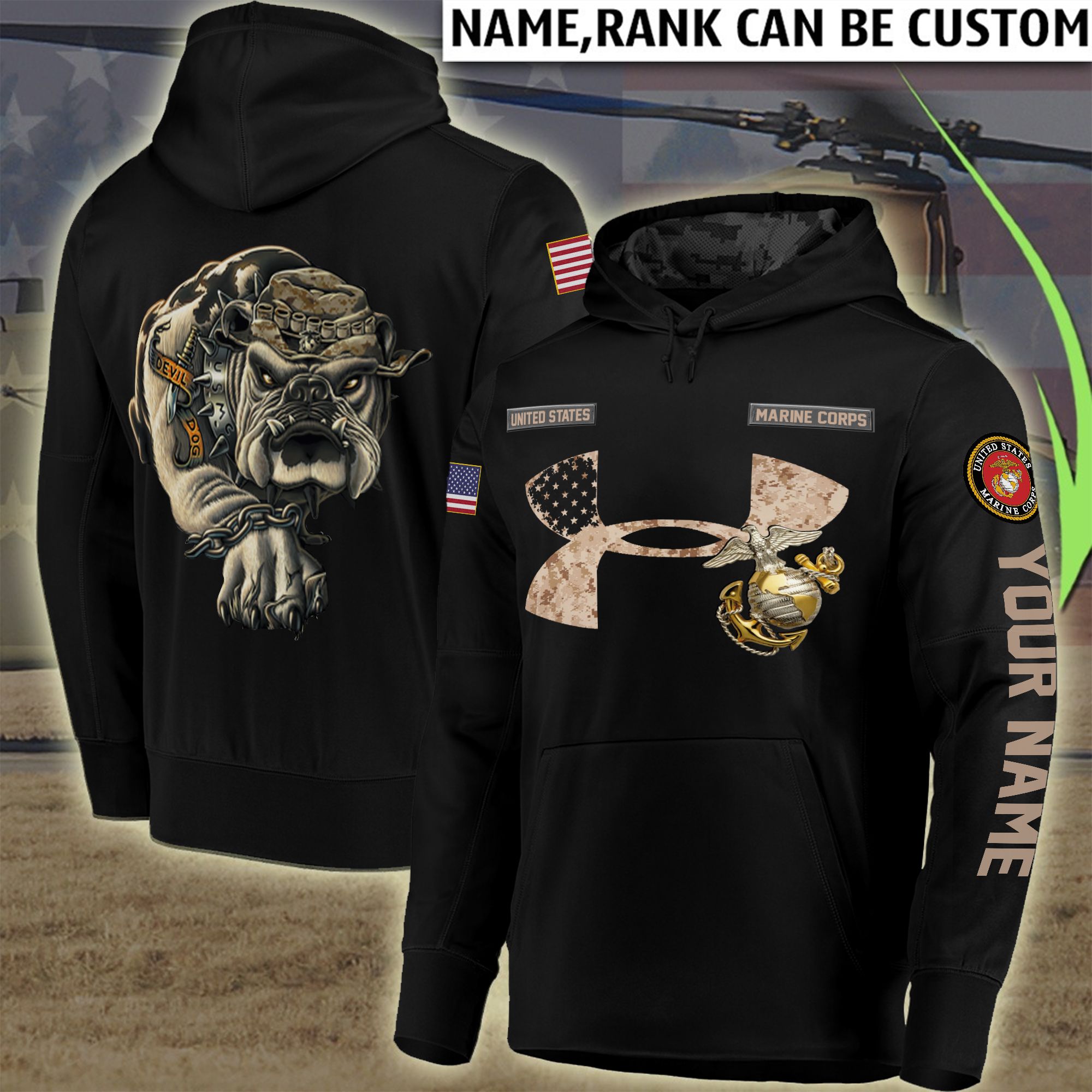 U.S MARINE 3D HOODIE – CUSTOMIZED NAME