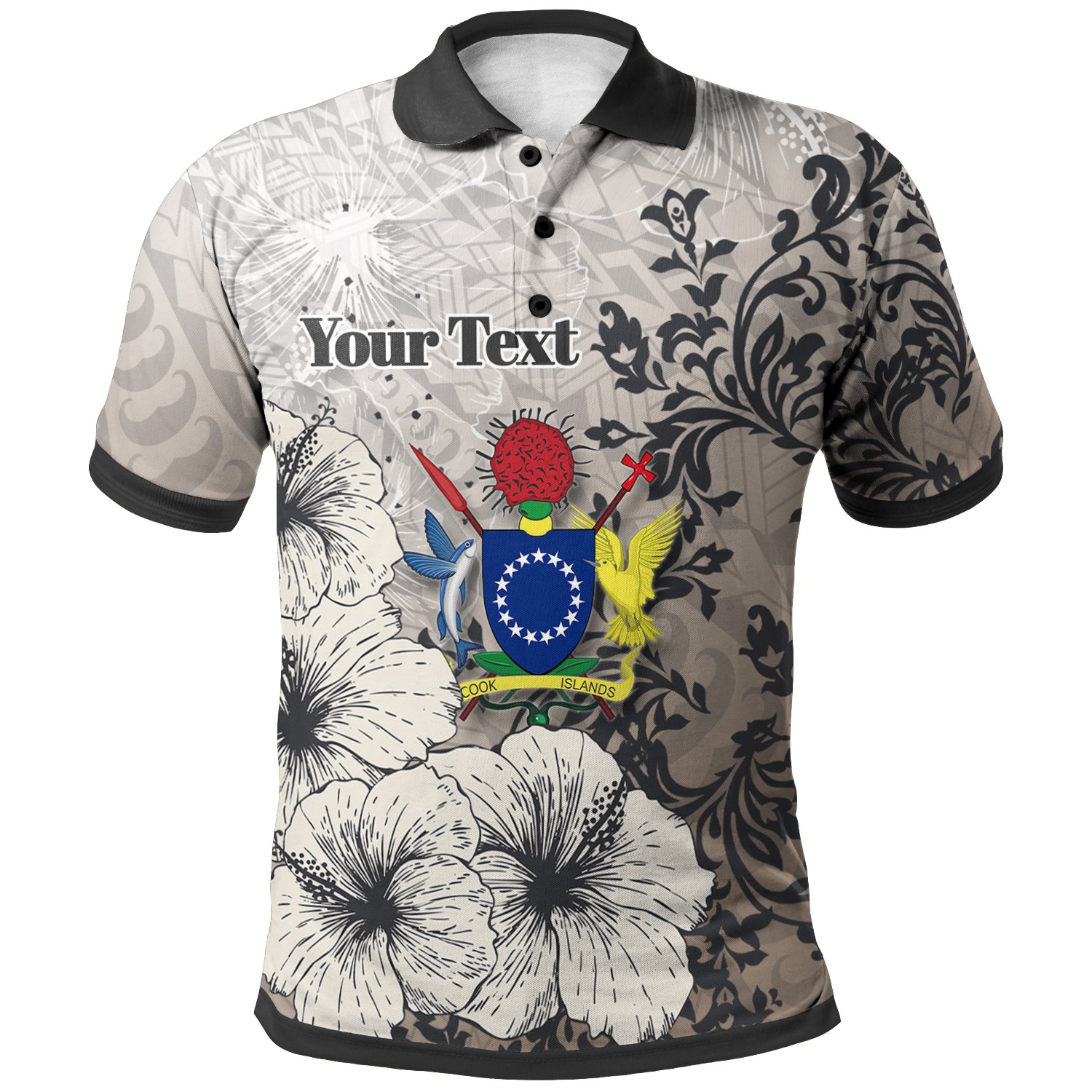 Cook Islands Polo – Custom Personalised Vintage Luxury Floral Style – BN01