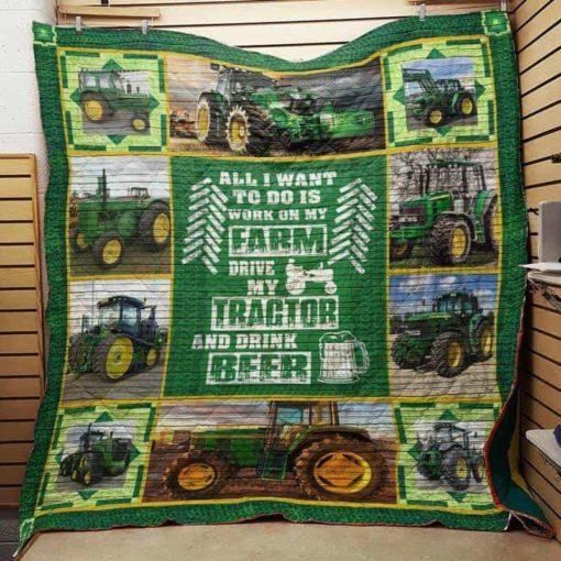 Farm.Tractor And Beer 3D Quilt Blanket HGM42