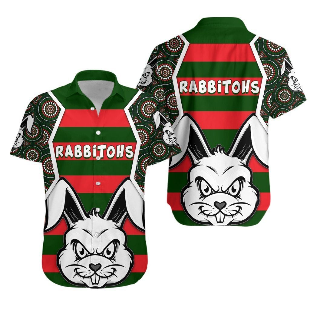 South Sydney Rabbitohs Indigenous Hawaiian Shirt Th5, Unisex Print Aloha Short Sleeve Casual Shirt