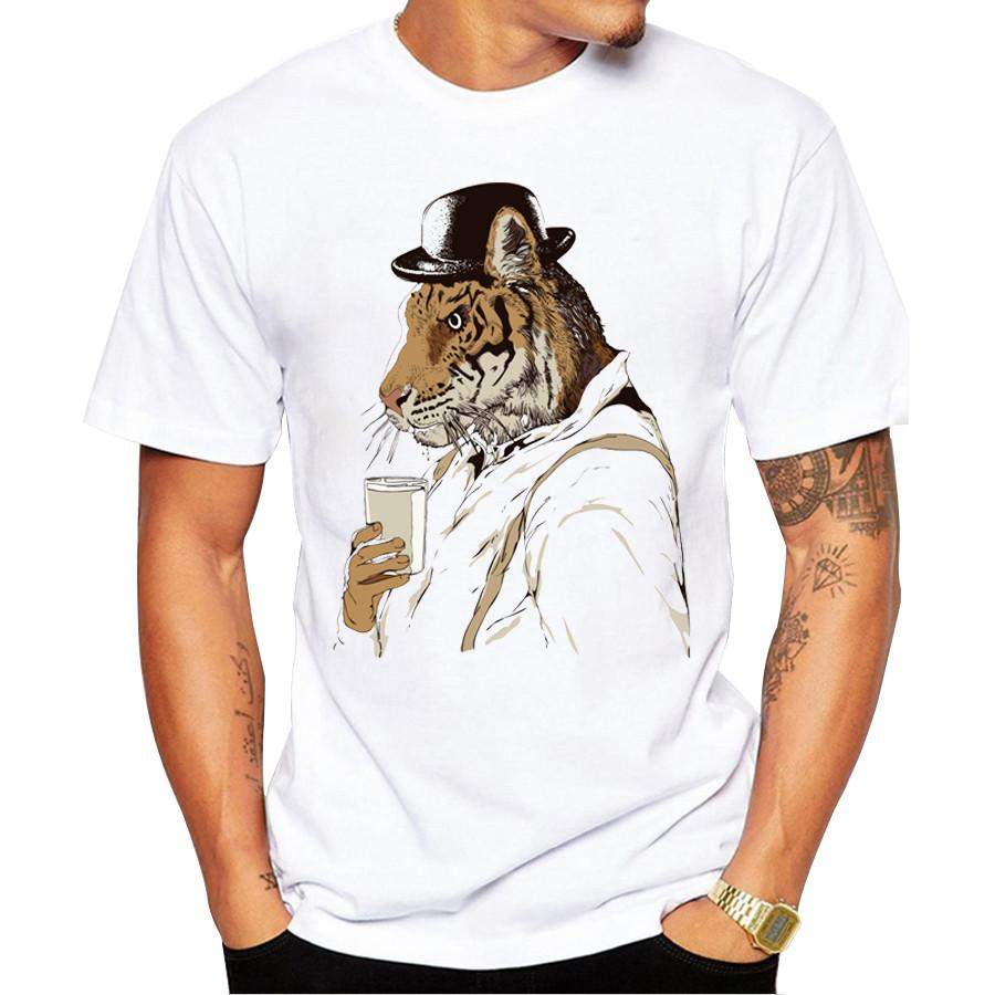 Clockwork Tiger Men’s Short Sleeve Casual White T-Shirt