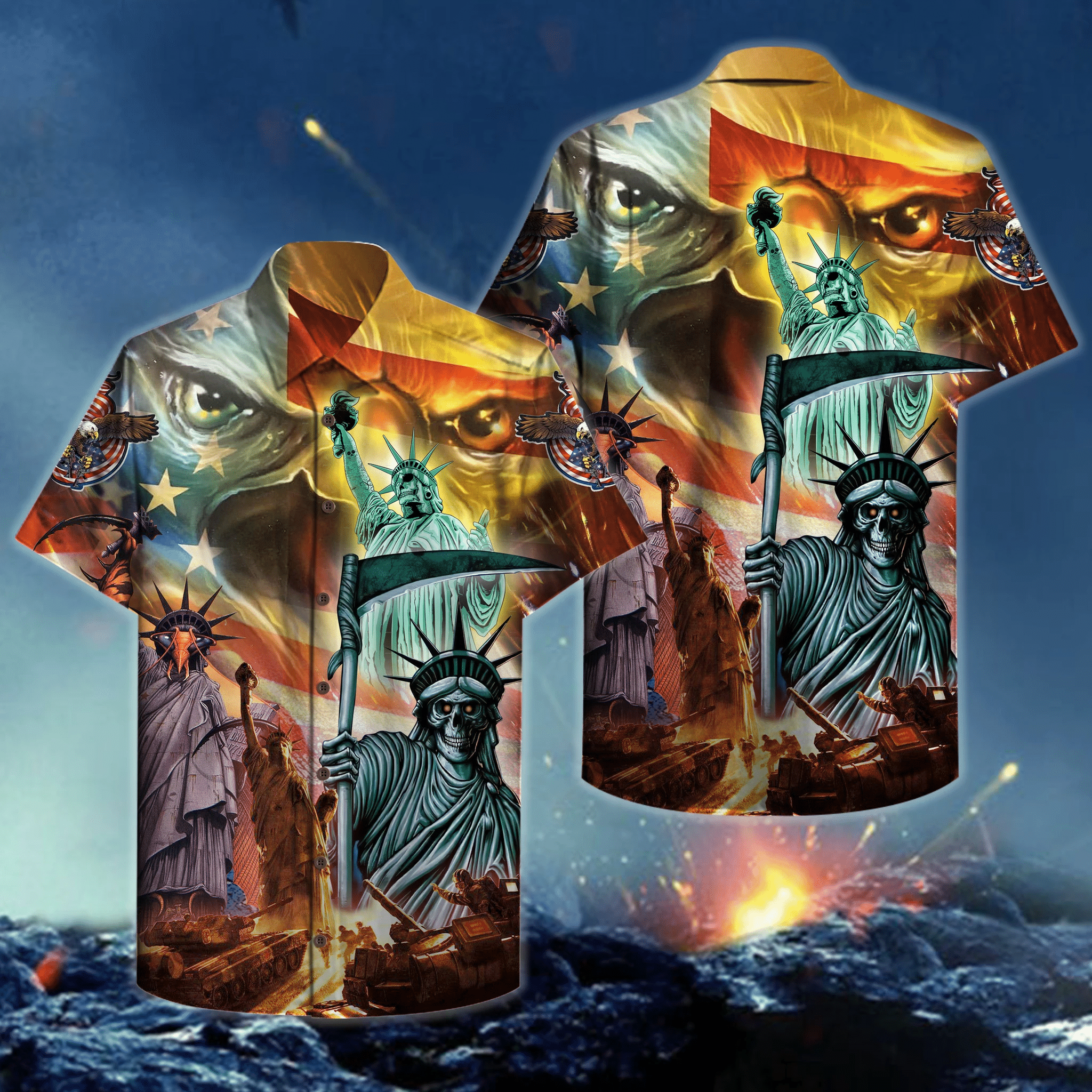 Wwii State Of Liberty Hawaiian Shirt 3D Hawaiian Shirt