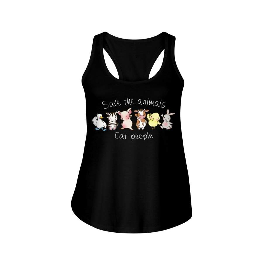 Save The Animals Eat People Vegan Ladies Flowy Tank