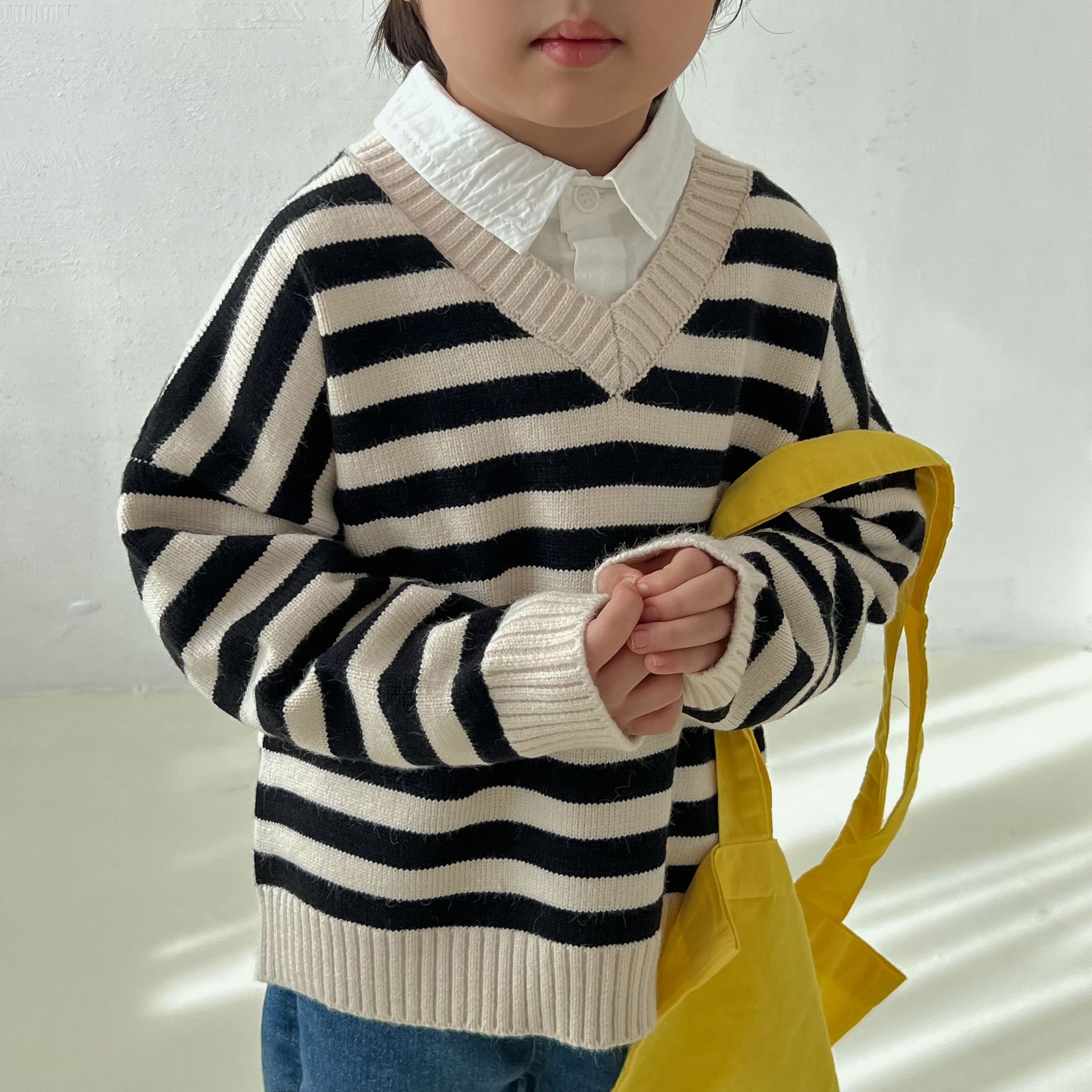 Children’s sweater pullover boys and girls striped spring autumn loose baby alx