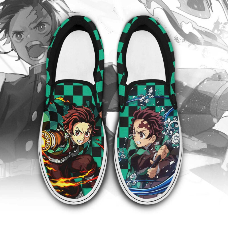 Tanjiro Slip On Shoes Custom Demon Slayer Anime Shoes Slip On Shoes Shirttrend