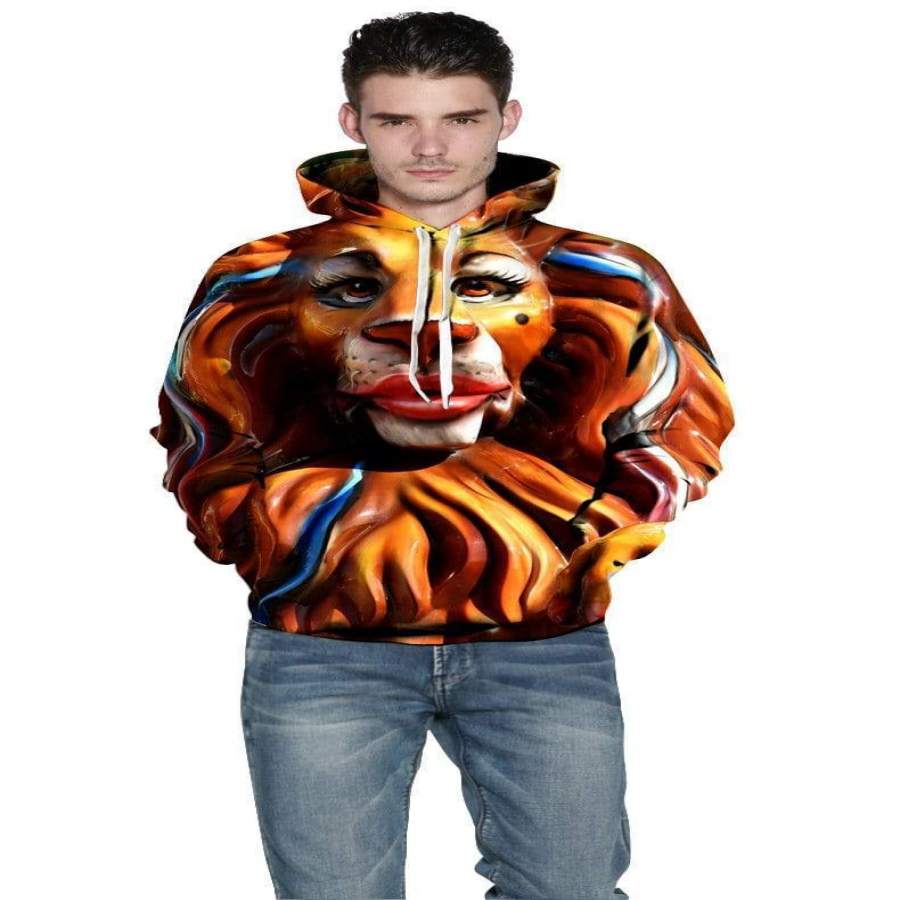 “Makeup Lion” Couple 3D Print Hooded Sweatshirt – Cotenis