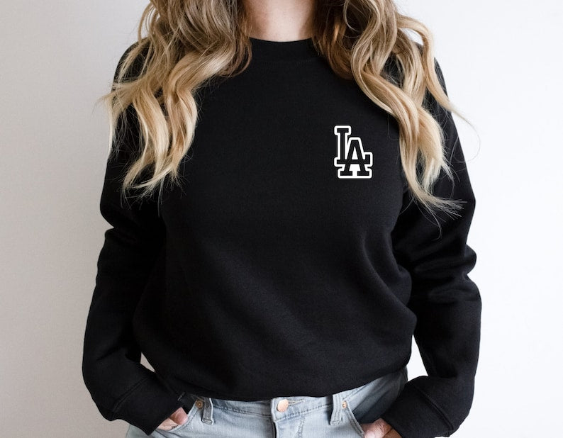 La Graphic Embroidered Sweatshirt 2D Crewneck Sweatshirt All Over Print Sweatshirt For Women Sweatshirt For Men Sws3100