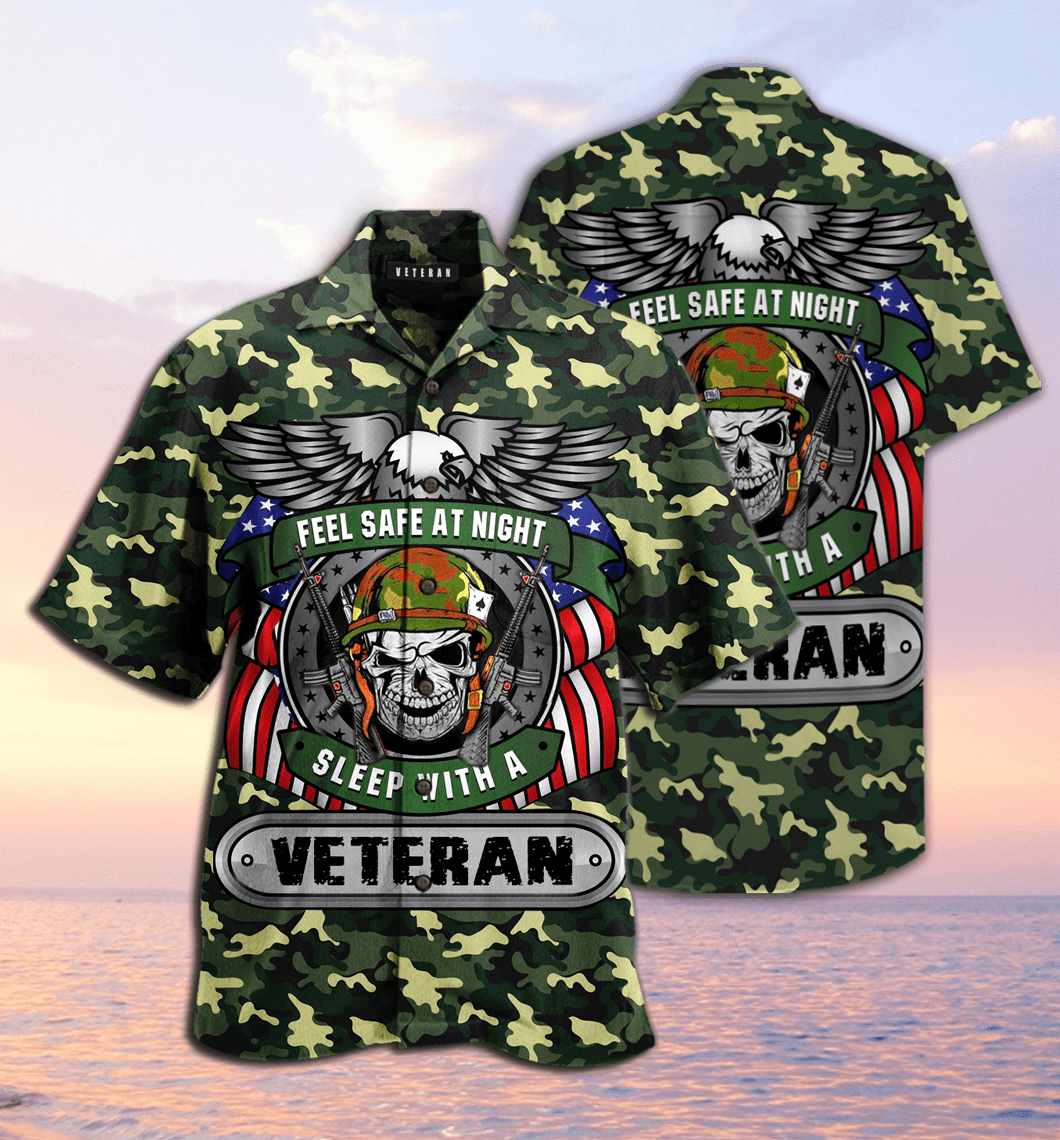Beach Shirt Buy Feel Safe At Night Sleep With A Veteran Camo Hawaiian Aloha Shirts