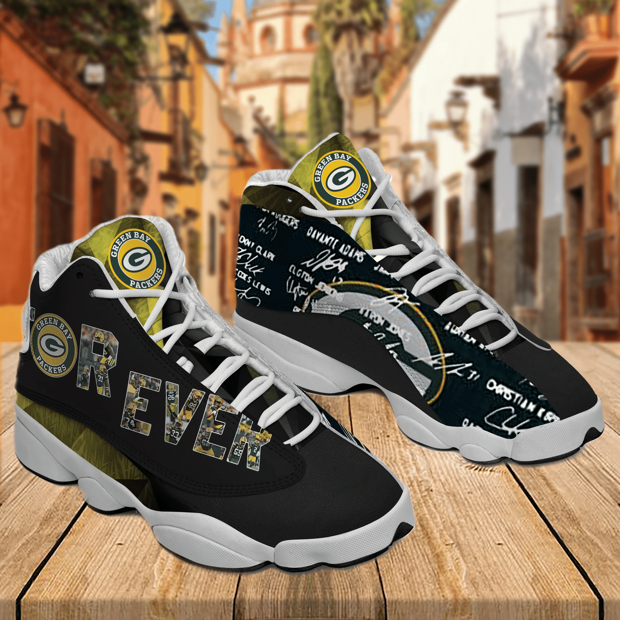 Green Bay Packers Forever Air Jordan 13 Printing Shoes Sneaker