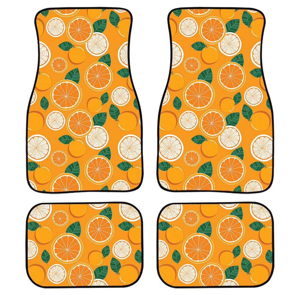 Cute Orange Fruit Pattern Print Front And Back Car Floor Mats, Front Car Mat