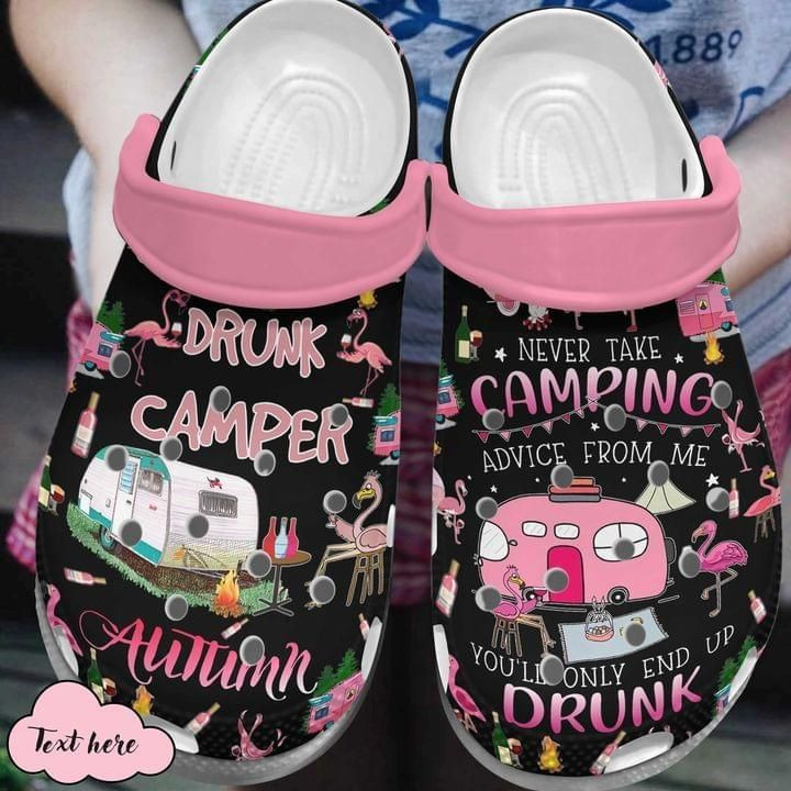 Camper Drunk Flamingo Gift For Lover Rubber clog Shoes Comfy Footwear