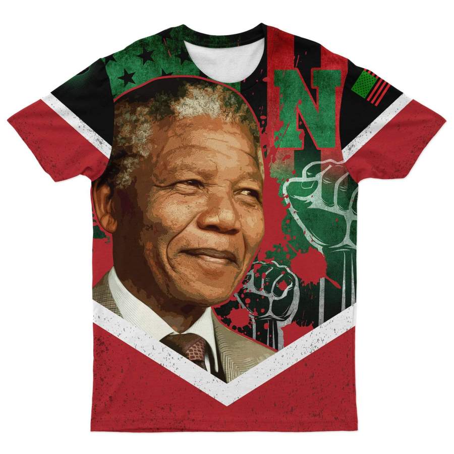 African American Flag Nelson Mandela T-shirt