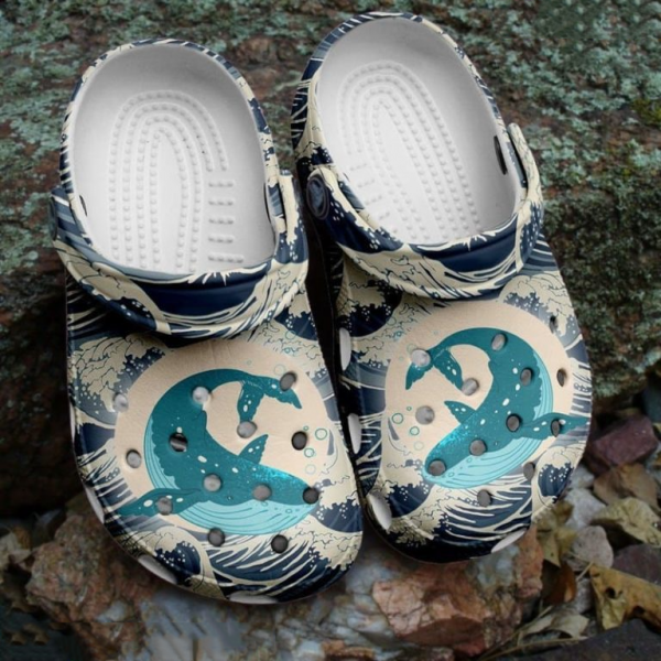 Waves Whale Graphic In The Ocean Adults Kids Crocs Shoes Crocband Clogs Gift Ideas Hn