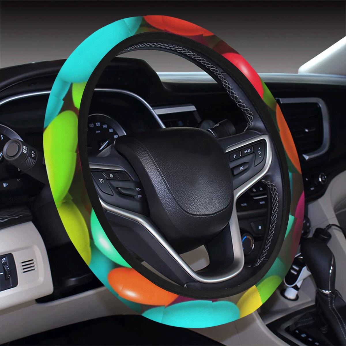 Candy Pattern Print Design Ca03 Steering Wheel Cover With Elastic Edge