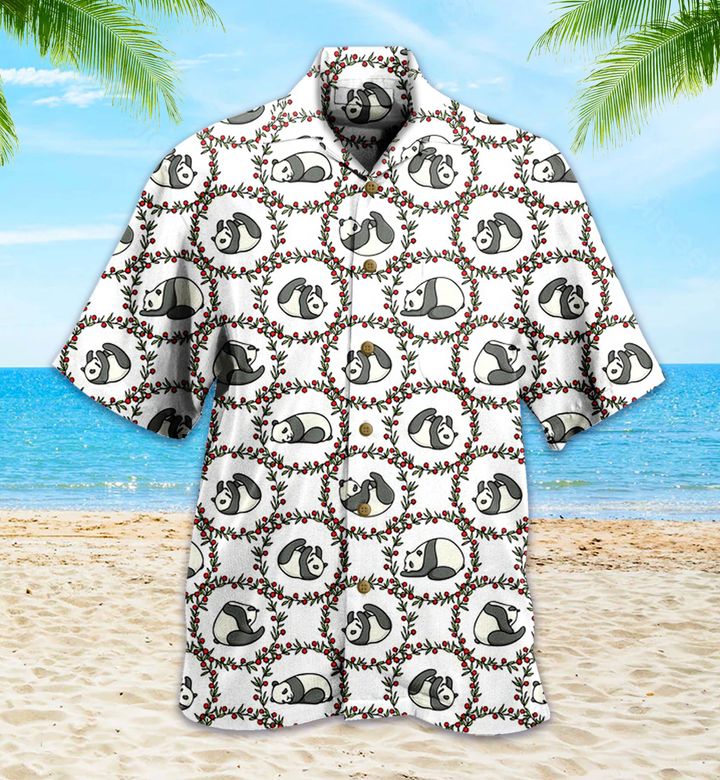 Panda With Flowers Wreath Pattern 3D Hawaiian Shirt