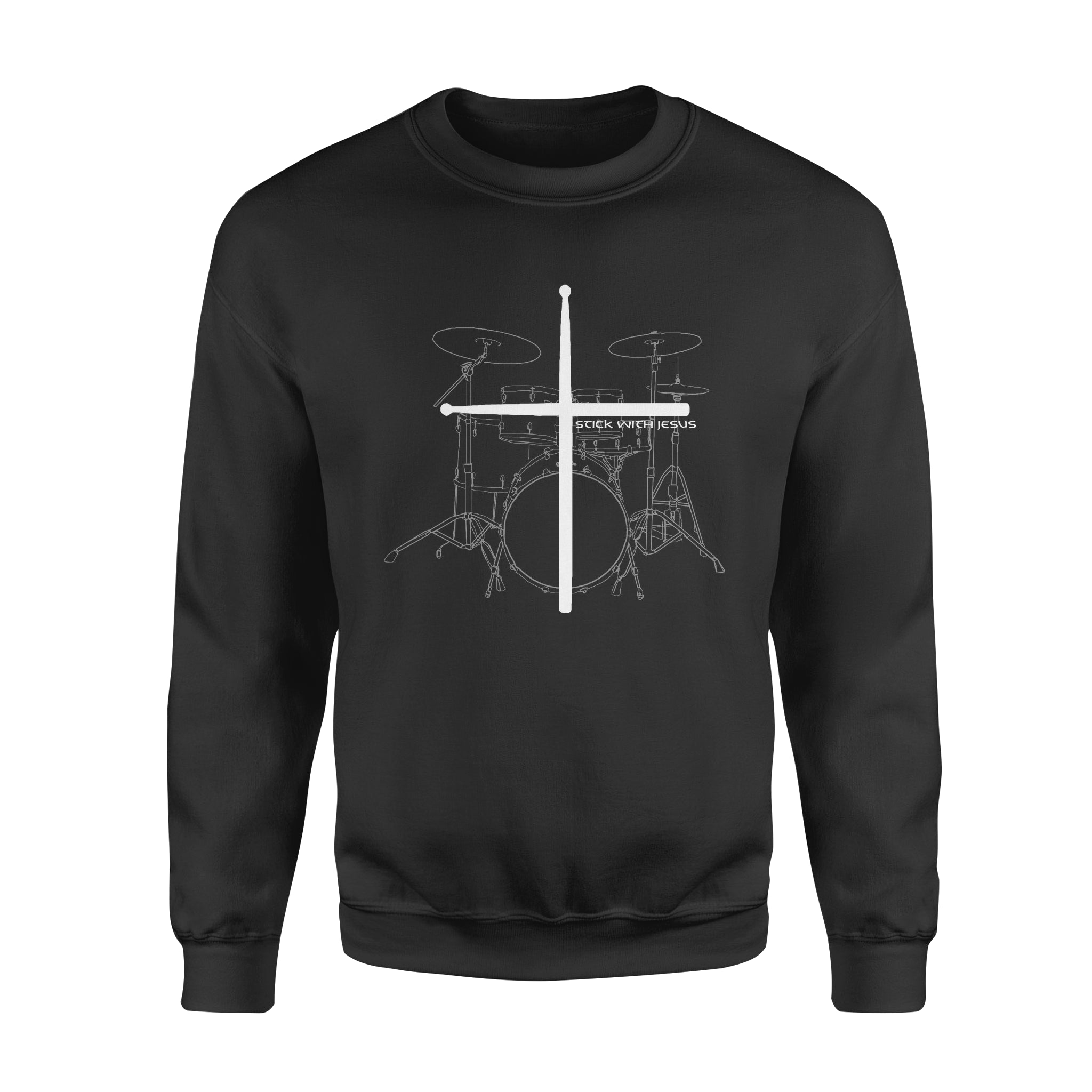 Drummer Stick With Jesus Gift – Premium Crew Neck Sweatshirt