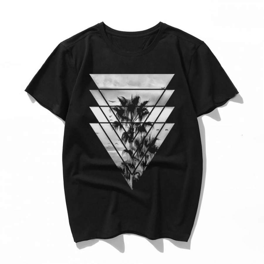 geometric triangles sunset beach Women 2019 Summer Camiseta Mujer Aesthetic Ulzzang Print Tops Harajuku Men T Shirt Casual Vogue Kawaii Streetwear