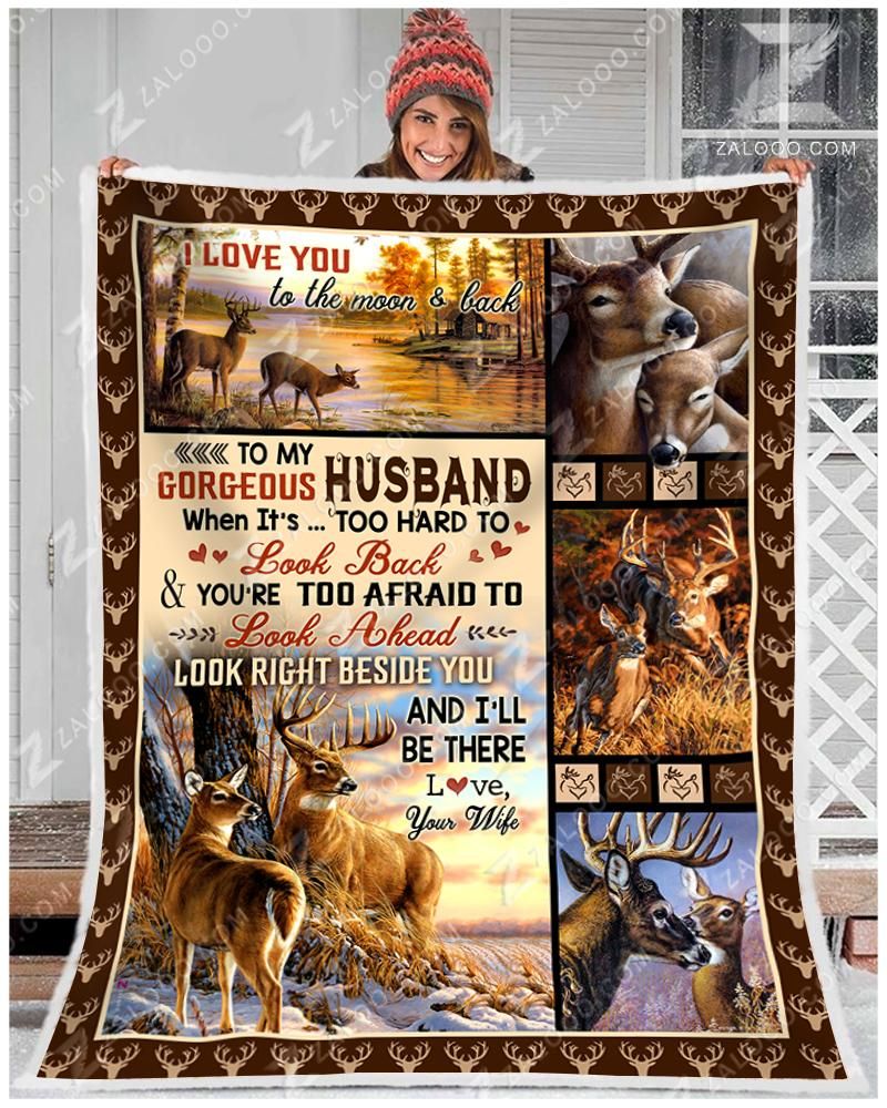 Blanket – Deer – To My Husband – Look Right Beside You – Taxas Trend Shop