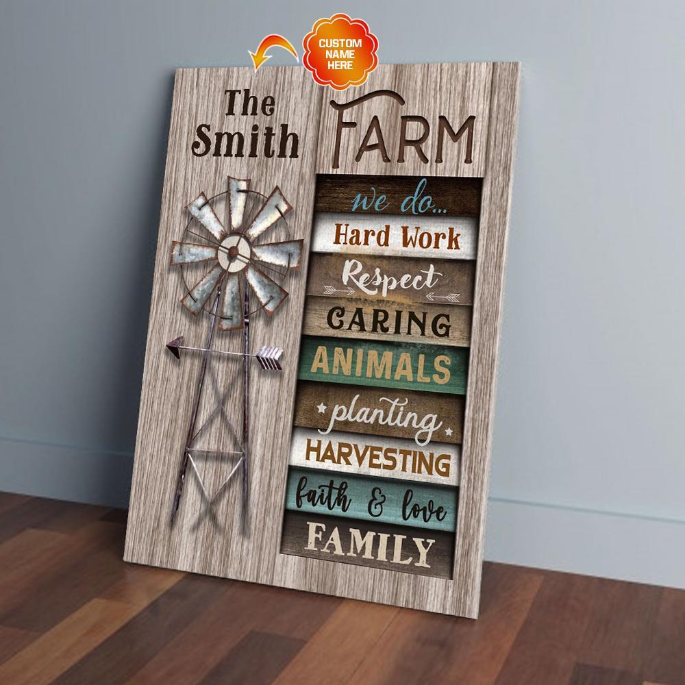 Personalized Farm We Do Hard Work Respeet Caring Animals Family Custom Name – Matte Canvas