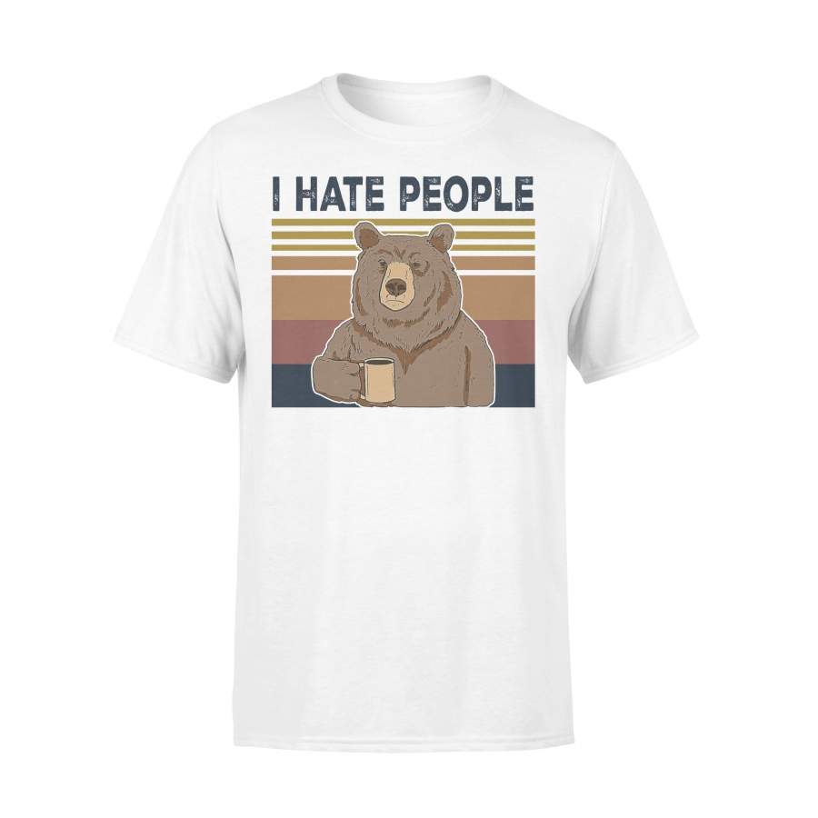 Vintage I Hate People Bear Coffee T-shirt