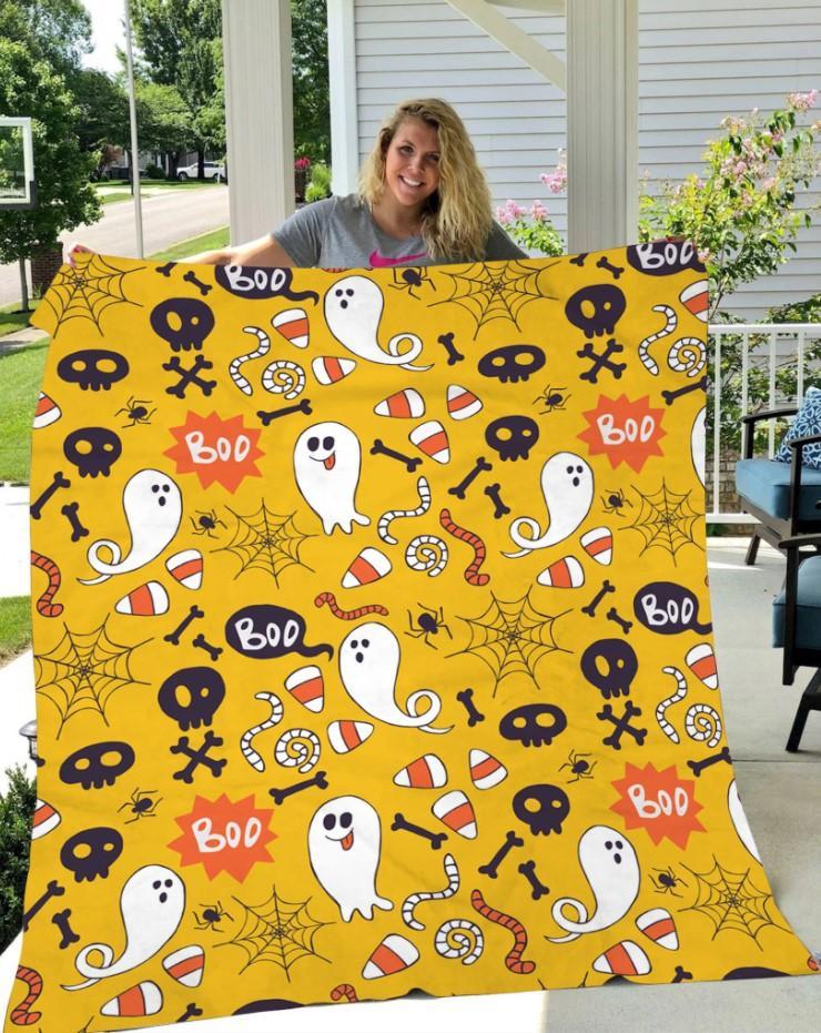 Funny Ghost Boo Halloween Gift Fleece Blanket – Quilt Blanket