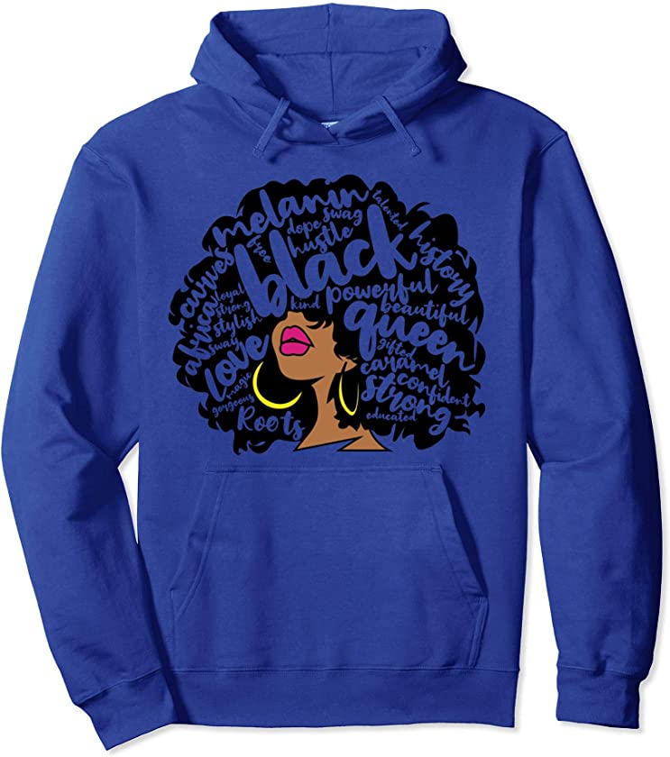 Melanin Women Black History Month October Afro Word Art Pullover Hoodie