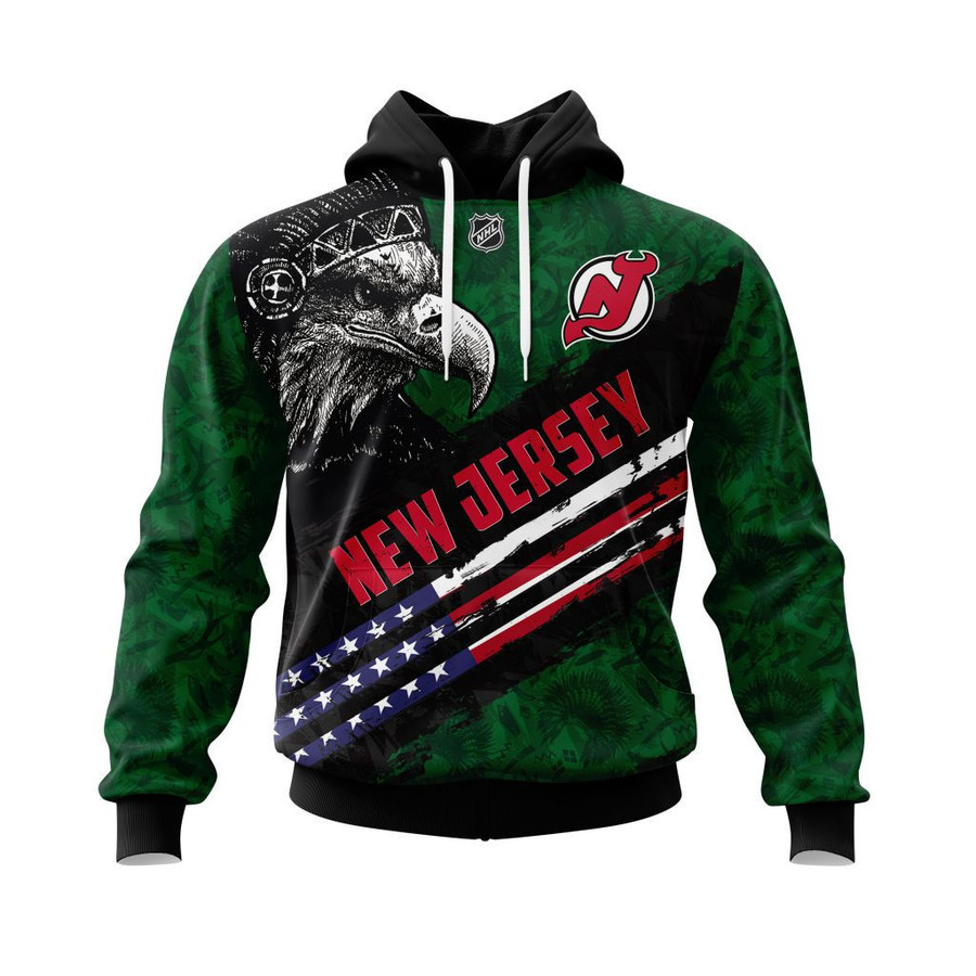 New Jersey Devils Eagle American Flag Pullover Hoodie